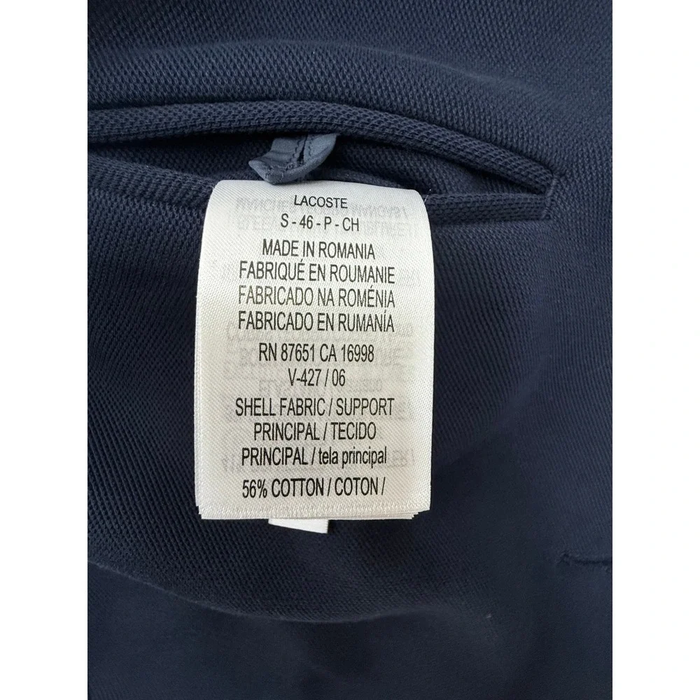 Lacoste Navy Blue Pique Knit Two-Button  Blazer Mens US S‎ FR 46